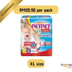 PETPET Day&Night Pants Super Jumbo Pack - M54/L44/XL38/XXL30 (1 Pack) Free 4 pcs